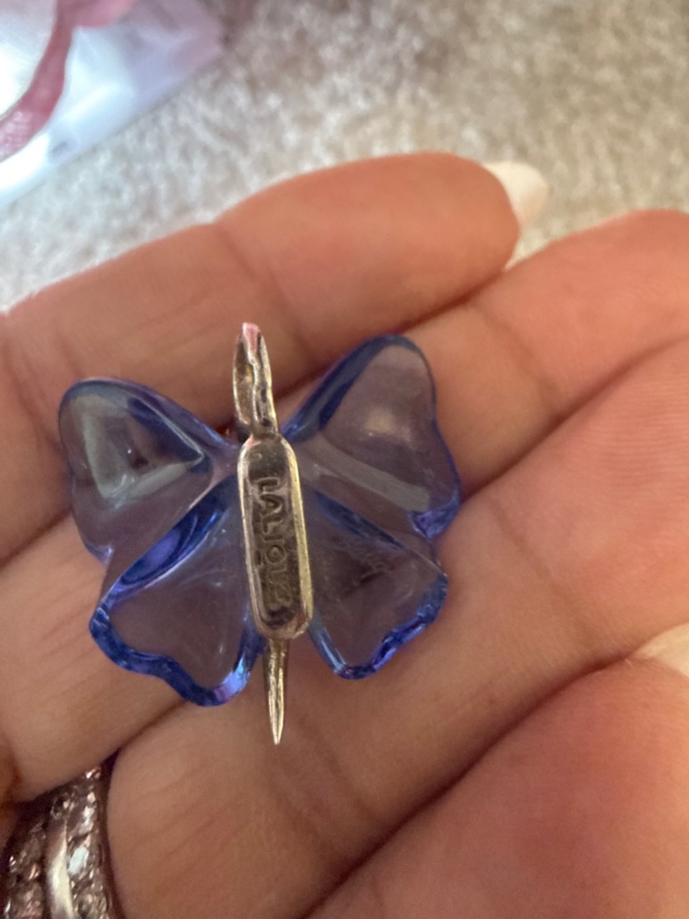 Blue Butterfly Glass Pendant Necklace - Women Jewelry - Picture 2 of 2